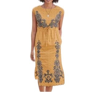 Sundance Felicity Embroidered Sequined Tie Waist Cotton Dress - Yellow - Medium